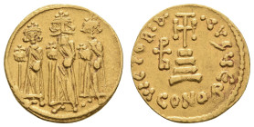 Antike Byzanz
 Heraclius mit Heraclius Constantinus und Heraclonas, 637-638, Solidus (4,39 g), Konstantinopel. Av.: Die drei Kaiser nebeneinander von...
