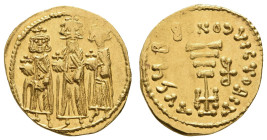 Antike Byzanz
 Herakleios mit Herakleios Konstantinos und Heraklonas, 637-638, Solidus (4,43 g), Konstantinopel. Av.: Mittig der von seinen bartlosen...