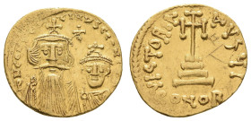 Antike Byzanz
 Konstans II. und sein Sohn Konstantinus IV., 654-659, Solidus (4,40 g), Konstantinopel, 3. Offizin. Av.: Die Brustbilder Konstans II. ...