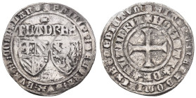 Mittelalter Münzen Mittelalter Ausland
 Belgien, Flandern, Gent, Double Gros (3,46 g), 1387, Philipp der Kühne. Av.: Zwei Schilde, darüber "FLANDRES"...