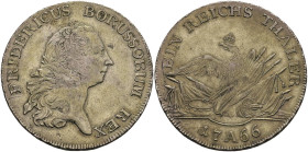Deutschland bis 1800 Brandenburg-Preussen Königreich
 Taler, 1766, A, Friedrich II., Olding 69d, Dav. 2586, kl. Schrötlingsfehler, Kratzer, ss+.