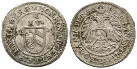 Deutschland bis 1800 Nürnberg Stadt
 15 Kreuzer, 1622, Ferdinand II., Kellner 189b, etwas Belag, ss+.