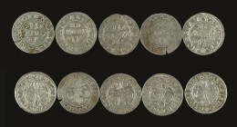 Deutschland bis 1800 Strassburg Stadt
 Lot von fünf 2 Kreuzer-Stücken des 17. Jh. Erhaltung meist um ss bzw. ss-vz.