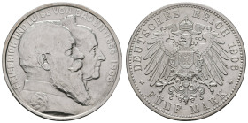 Silbermünzen des Kaiserreichs Baden
 5 Mark, 1906, Friedrich I. zur Goldenen Hochzeit, kl. Rf., vz. J. 35