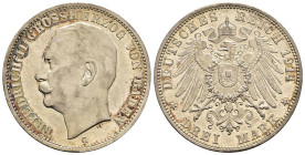 Silbermünzen des Kaiserreichs Baden
 3 Mark, 1914, Friedrich II., kl. Kr., kl. Rf., vz-st. J. 39