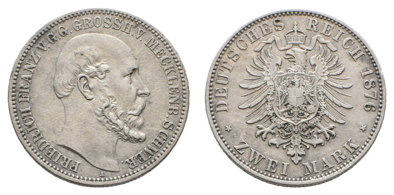 Silbermünzen des Kaiserreichs Mecklenburg-Schwerin
 2 Mark, 1876, Friedrich Fra...