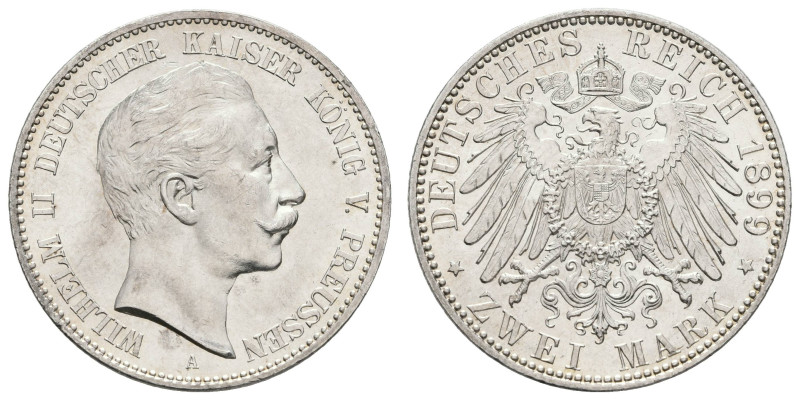 Silbermünzen des Kaiserreichs Preussen
 2 Mark, 1899, Wilhelm II., kl. Kr., vz-...