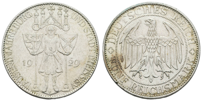 Münzen Weimar
 5 Reichsmark, 1929, 1000 Jahre Burg und Stadt Meißen, fast vz, J...