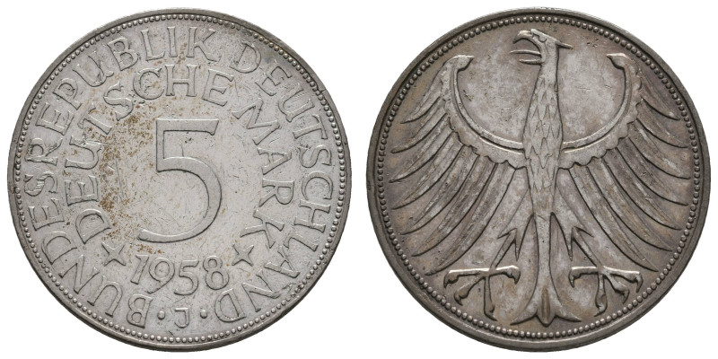 Münzen Bund ab 1946
 5 Mark, 1958, J, Kratzer, ss, J.387.