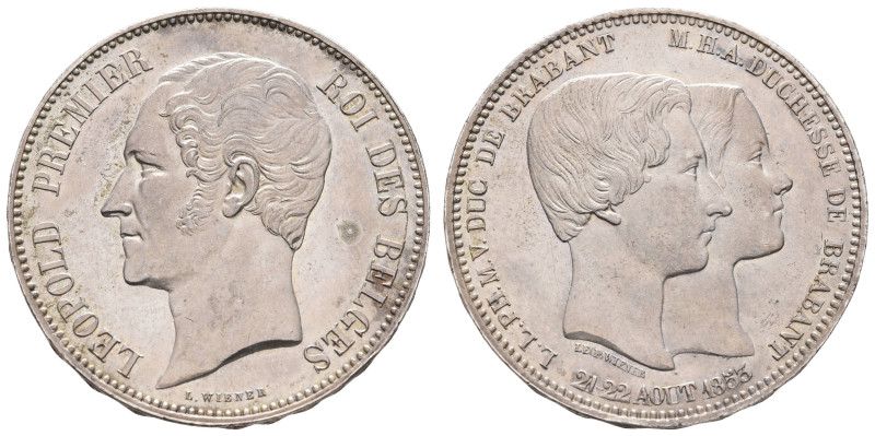 Europa und Übersee Belgien
 5 Francs, 1853, Leopold I., Brüssel. Auf die Hochze...