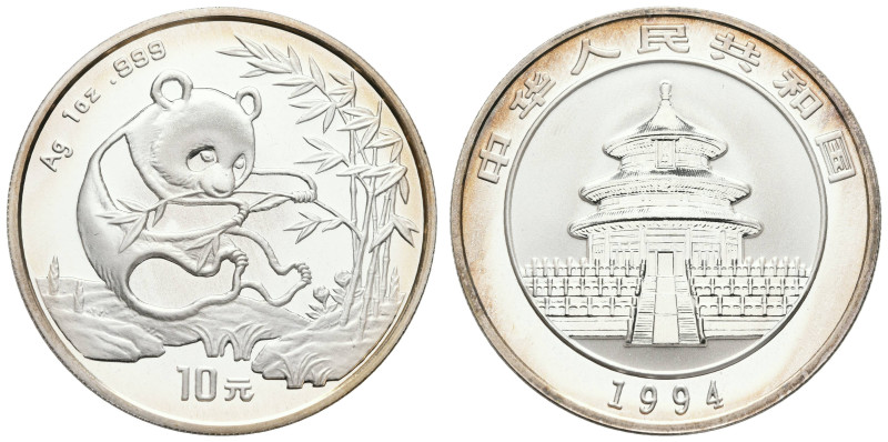 Europa und Übersee China Volksrepublik
 10 Yuan, Silber, 1994, Panda, KM A623, ...