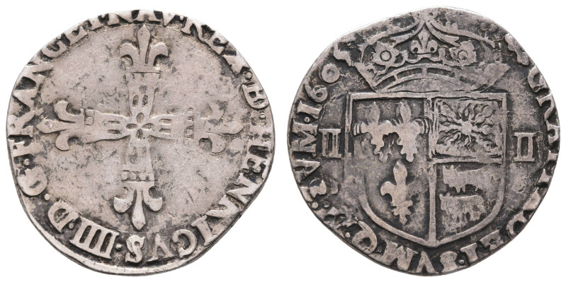 Europa und Übersee Frankreich
 1/4 Écu (7,93 g), 1605, Bearn, Heinrich IV., Gad...