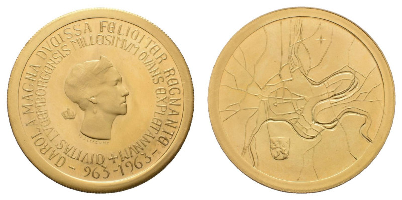 Europa und Übersee Luxemburg
 Goldmedaille (Dm. ca. 35mm, ca. 16,68g), 1963. Av...