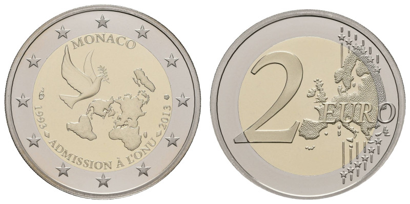 Europa und Übersee Monaco
 2 Euro, 2013, 20 Jahre UNO-Mitgliedschaft, in Ausgab...