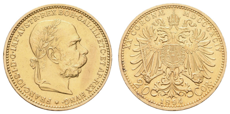 Europa und Übersee Alt-Österreich Münzen bis 1918
 20 Kronen, Gold, 1894, Franz...