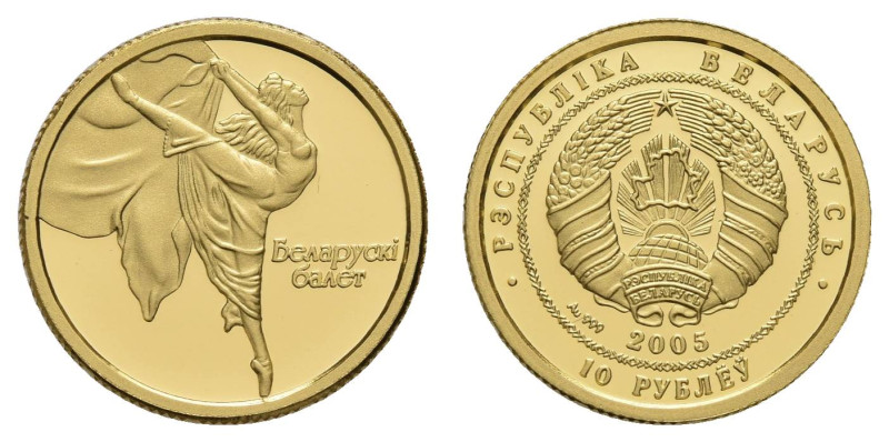 Europa und Übersee Weißrussland
 10 Rubel, Gold, 2005, Ballet, 1/25 oz, Parchim...