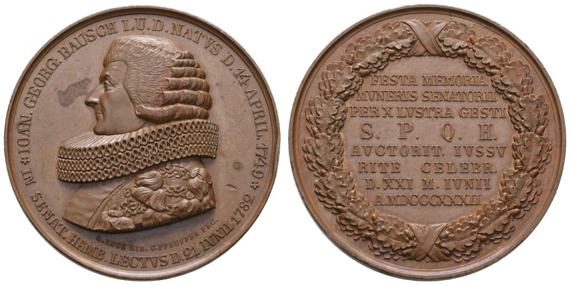 Medaillen Medaillen Deutschland vor 1900
 Hamburg, Bronzemedaille (Dm. 42,5mm, ...
