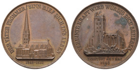 Medaillen Medaillen Deutschland vor 1900
 Hamburg, Kupfermedaille (45,13g), 1842, von H. Wilkens & Söhne auf die Zerstörung der St.-Petri-Kirche in H...