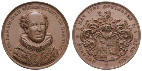 Medaillen Medaillen Deutschland vor 1900
 Hamburg, Bronzemedaille (Dm. 41,0mm, 34,8g), 1851, von H. Lorenz, auf den Tod des Bürgermeisters Christian ...