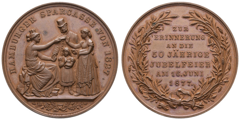 Medaillen Medaillen Deutschland vor 1900
 Hamburg, Bronzemedaille (Dm. 42,6mm, ...