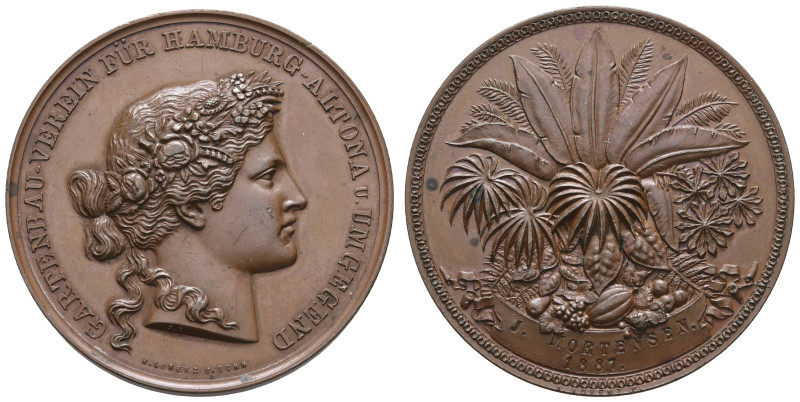 Medaillen Medaillen Deutschland vor 1900
 Hamburg, Bronzemedaille (Dm. 42,6mm, ...