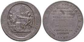Medaillen Medaillen Ausland vor 1900
 Frankreich, 5 Sols de Monneron (Bronze, 27,67 g, 39,69 mm), 1792 (l'an IV). Av.: Soldaten, die Frankreich die T...