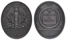 Medaillen Medaillen Ausland vor 1900
 Frankreich, hochovale Medaille des Ältestenrates (67,55), 1799, unsigniert. Hennin 884, sehr selten in dieser E...