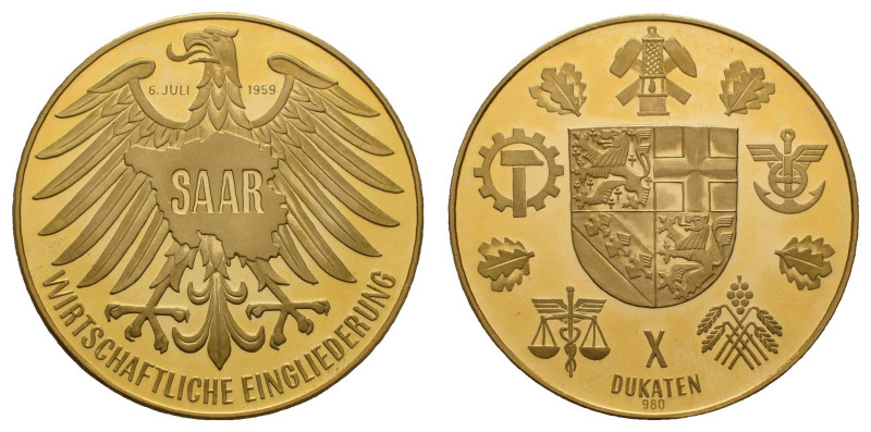 Medaillen Medaillen Deutschland nach 1900
 Goldmedaille (Dm. 40mm, 34,81g), 195...