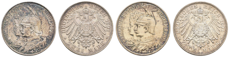 Sammlungen und Nachlässe Deutsche Münzen ab 1871
 Preußen, Lot von 2x 2 Mark, 1...