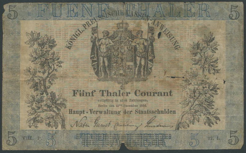 Banknoten Banknoten Altdeutsche Staaten
 Preußen. 5 Taler 1856 Königl. Preußisc...