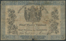Banknoten Banknoten Altdeutsche Staaten
 Preußen. 5 Taler 1856 Königl. Preußische Kassenanweisung; 15.12.1856, Ser. XI, Fol. 208, Erhaltung IV. P. 41...