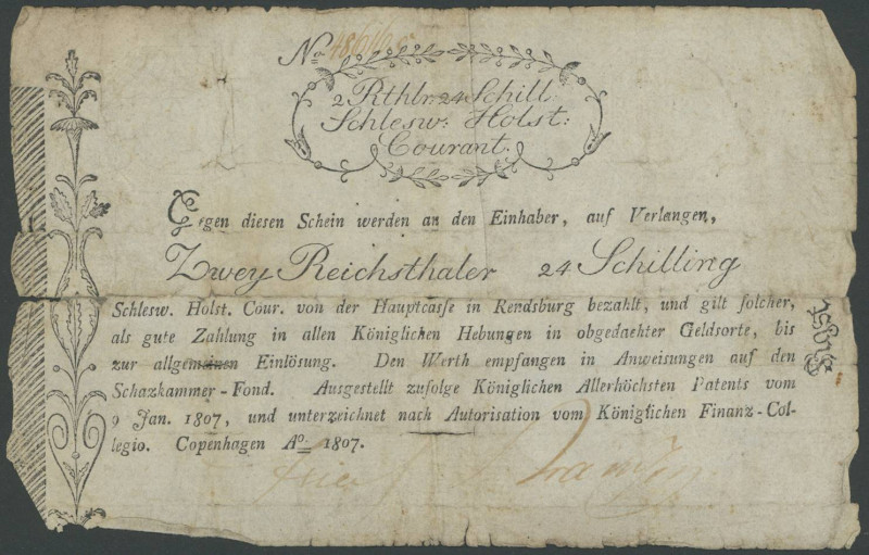 Banknoten Banknoten Altdeutsche Staaten
 2 Reichstaler 24 Schilling. 1807 Kopen...