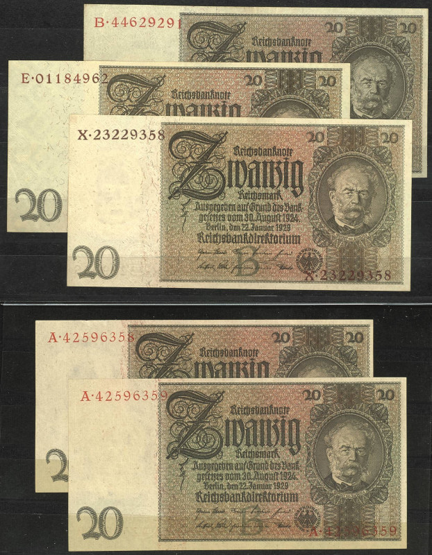 Banknoten Deutsche Reichsbanknoten 1874-1945
 Reichbankdirektorium, 20 Reichsma...