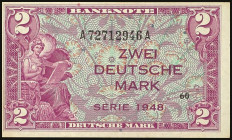 Banknoten Geldscheine Bank deutscher Länder
 Bank deutscher Länder, 2 DM 1948, Serie A/A, Ro.234a, kassenfrisch, Erhaltung I.
