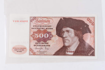 Banknoten Geldscheine Deutsche Bundesbank
 500 Deutsche Mark 1.6.1977. Serie V0914349H. Ro.279a/P.35b, I-.