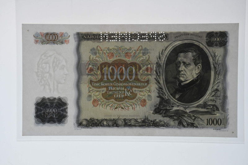 Banknoten Banknoten Europa
 Tschechoslowakei, 1000 Kronen 1934 perforiert "SPEC...