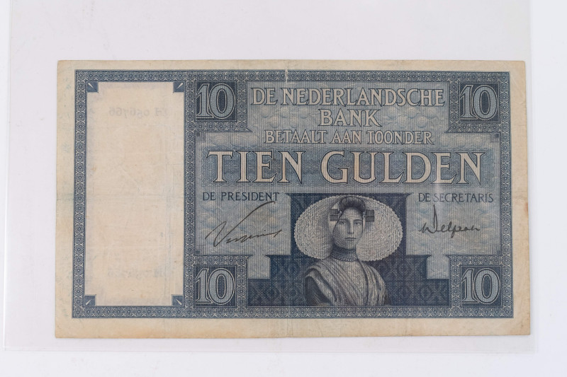 Banknoten Banknoten Europa
 Niederlande, Niederlendische Bank 10 Gulden 10.1.19...