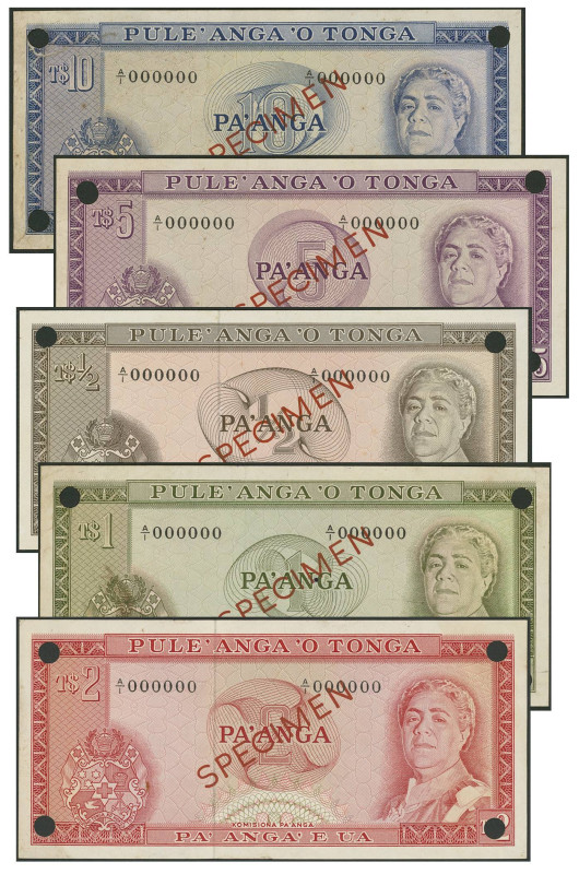 Banknoten Banknoten Mittelamerika und Karibikregion
 Tonga, Specimen-Satz, 1/2 ...