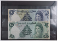 Banknoten Banknoten Mittelamerika und Karibikregion
 Cayman-Inseln, Cayman Island Currency Board, 1-5 Dollars, 1971, P 1b und 2a, unc. Erh. I- und I,...