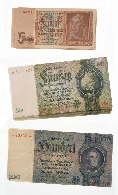 Banknoten Sammlungen Papiergeld
 Deutschland, Reichsbanknoten 1933-42, Set von ...