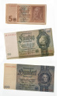Banknoten Sammlungen Papiergeld
 Deutschland, Reichsbanknoten 1933-42, Set von 140 St mit unterschiedlichen Serien: 27x 50 RM 1924 (III) Ro. 170; 5x ...