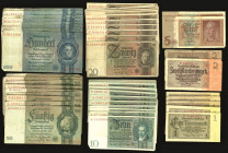 Banknoten Sammlungen Papiergeld
 Deutsches Reich, Lot von über 100 St: Vorhanden sind: Reichsbankdirektorium: 10 und 20 RM 1929 (Ro. 173-174); 50 Rei...
