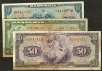 Banknoten Sammlungen Papiergeld
 Deutschland, Bank Deutscher Länder 1948, Lot mit 3 Banknoten,10, 20 und 50 DM 1948. Ro. 238 H/D, 240 J/J, 242 K/E (e...