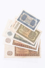 Banknoten Sammlungen Papiergeld
 Deutschland - DDR: Kleines Lot mit 7 Banknoten der Notenbankserie 1948, alle jeweils UdSSR-Druck mit 6-stelliger KN ...