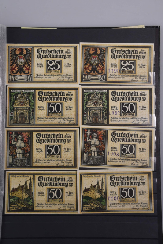 Banknoten Notgeld Scheine
 Album mit Notgeld Stadt Quedlinburg ab 1916-1924. En...