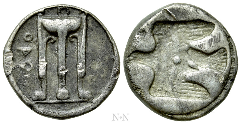 BRUTTIUM. Kroton. Nomos - Stater (Circa 480-430 BC). 

Obv: ϘΡΟ. 
Tripod with...