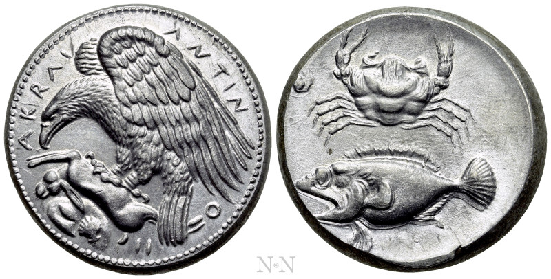 SICILY. Akragas. Tin Tetradrachm made by K. W. Becker (1772-1830). 

Obv: AKPA...