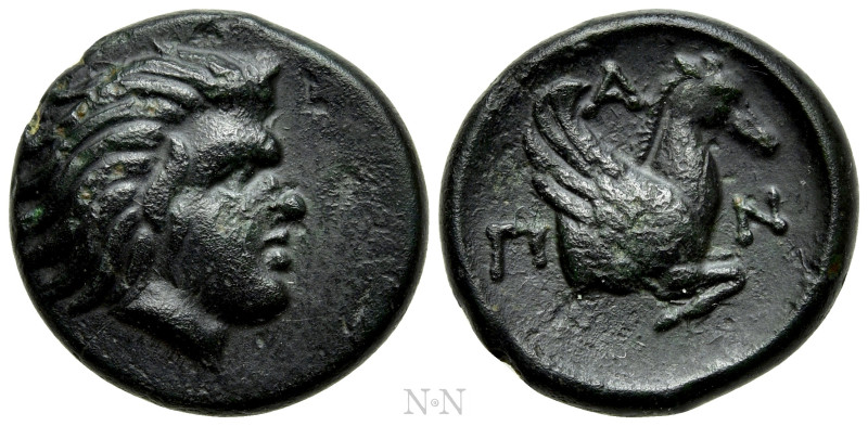 CIMMERIAN BOSPOROS. Pantikapaion. Ae (Circa 340-325 BC). 

Obv: Head of Pan ri...