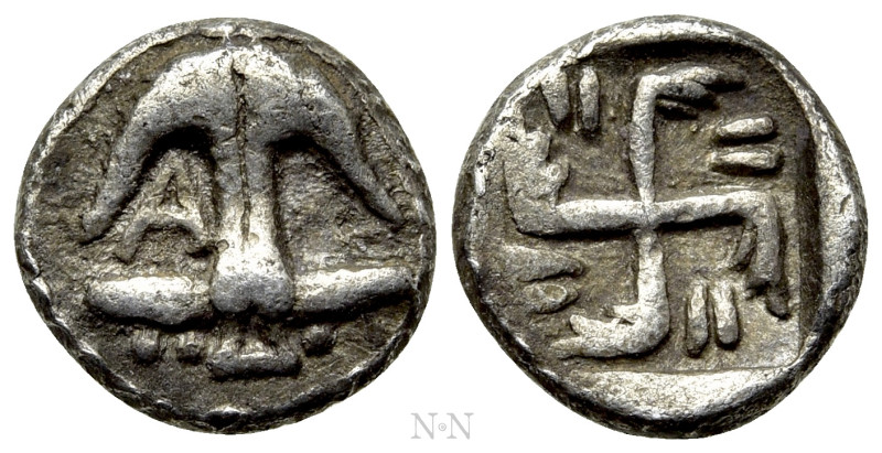 THRACE. Apollonia Pontika. Hemiobol (Circa 540/35-530 BC). 

Obv: Inverted anc...