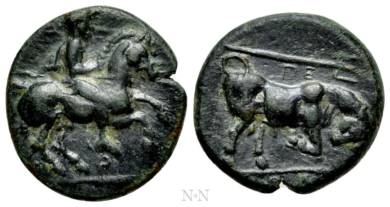 THESSALY. Krannon. Ae Chalkous (4th century BC). 

Obv: Warrior on horse reari...